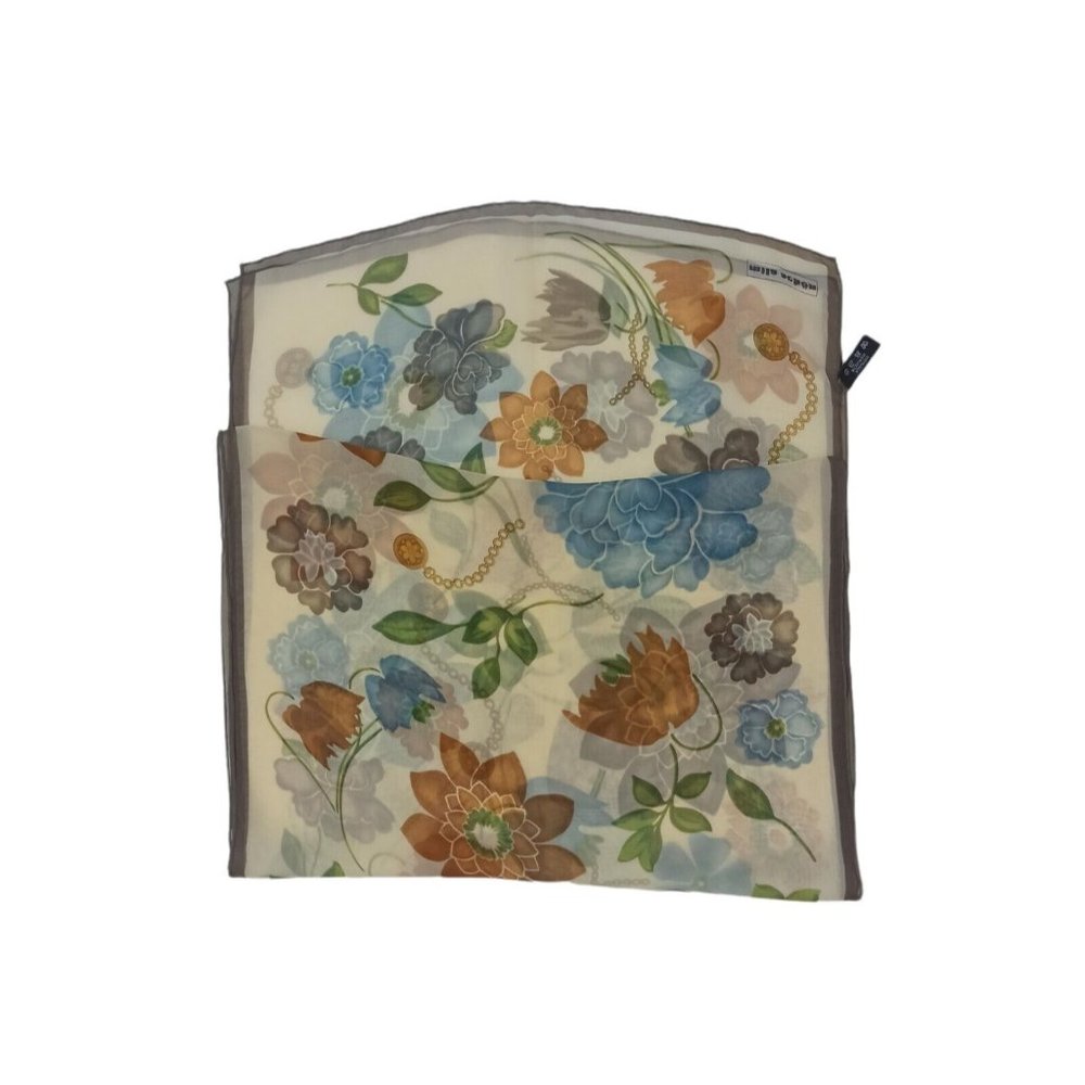 MILA SCHÖN Beige With Flower Printl Scarf 63"/ 18” EX COND